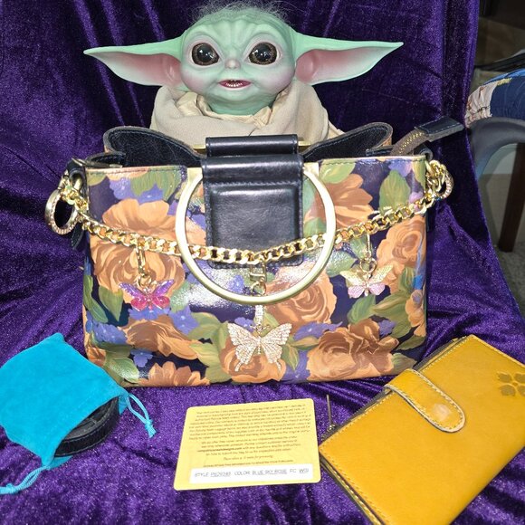 Patricia Nash Empoli Satchel in Blue Sky Rose & Nash Wallet - Picture 2 of 10